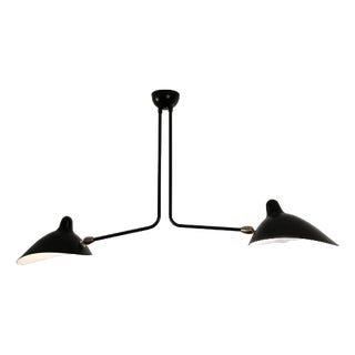 Mid-Century Modern Black Two Fixed Arms Ceiling Lamp from Serge Mouille For Sale