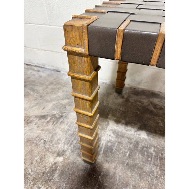 Brown Theodore Alexander Leather Strap Wood End Tables - A Pair For Sale - Image 8 of 12
