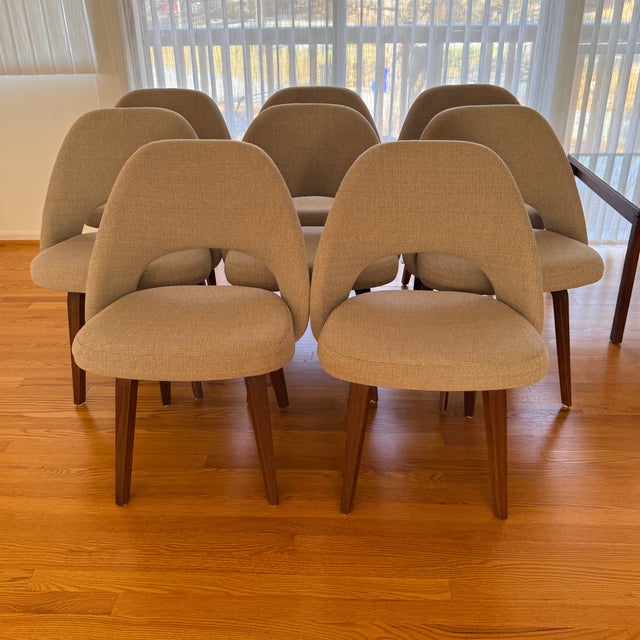 Set of 8 Saarinen Armless Executive Chairs for Knoll For Sale - Image 12 of 13