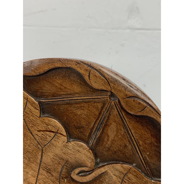 Mid-Century French Carved Oak Side Table with Lotus Motif, 1950s For Sale - Image 11 of 18