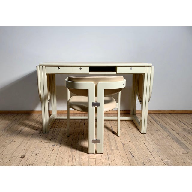Augusto Savini Augusto Savini for Pozzi Drop Leaf Gate Leg Desk with Matching Pamplona Chair For Sale - Image 4 of 5