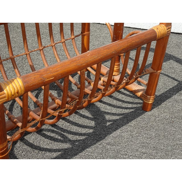 Wood Vintage Mid Century Modern Bamboo Rattan Magazine Rack For Sale - Image 7 of 12