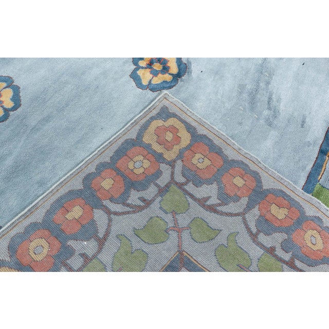 Textile Tranquil Blue Field With Rosettes Oversized Rug "Azurebloom" For Sale - Image 7 of 8