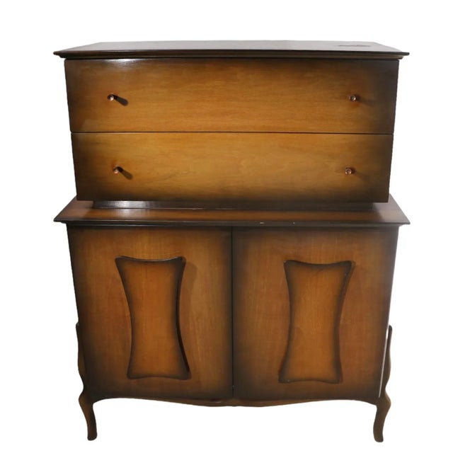 Wood High Style Mid Century Chest For Sale - Image 7 of 10