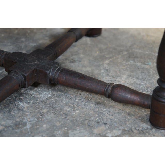 Brown Antique French Carved Mahogany Cake Plate Trivot Pedestal Plant Stand For Sale - Image 8 of 12