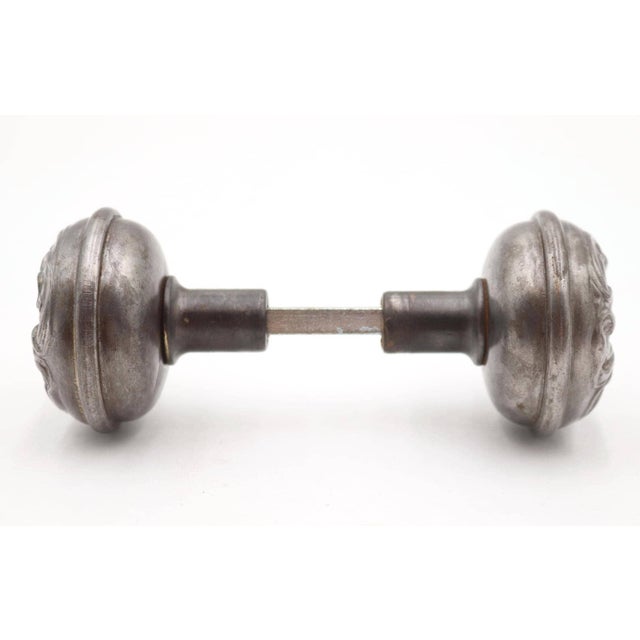 Art Nouveau Pair of 1900s Steel Art Nouveau Passage Door Knobs For Sale - Image 3 of 5