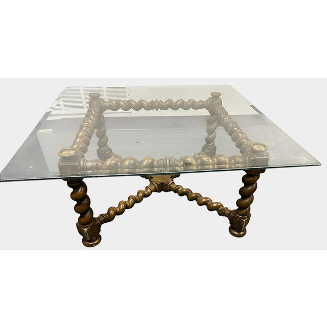 Baker Furniture Collectors Edition Barley Twist Oak Glass Top Coffee Table - Vintage Mid 20th Century For Sale In Saint Louis - Image 6 of 6