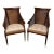 Pair of Early Mid-Century Regency Caned Library Chairs With Quilted Tufted Upholstery For Sale