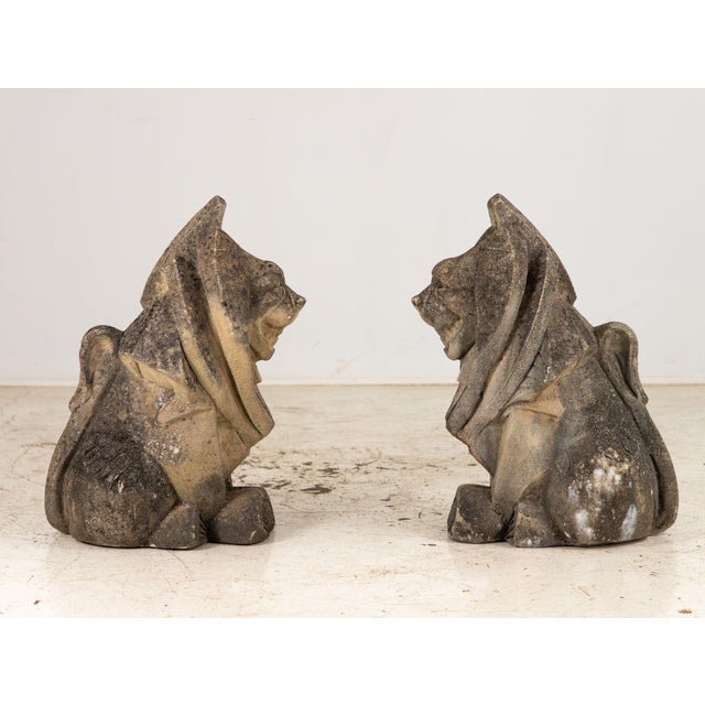 Pair Art Deco Concrete Lions Garden Ornaments, England 1930s For Sale In New York - Image 6 of 12
