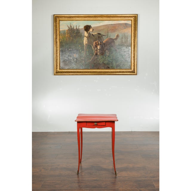 French 1820s Restauration Period Red Side Table with Serpentine Top and Drawer For Sale In Atlanta - Image 6 of 12