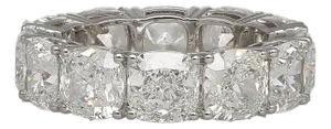 Gia Certified 12.75 Carat Cushion Cut Lab Diamond 18k White Gold Eternity Band, Size 7