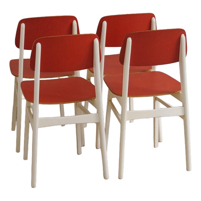 Mid-Century Modern Dining Chairs in Plywood, 1960s, Set of 4 For Sale