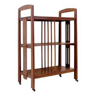 Art Deco Magazine Rack on Casters For Sale