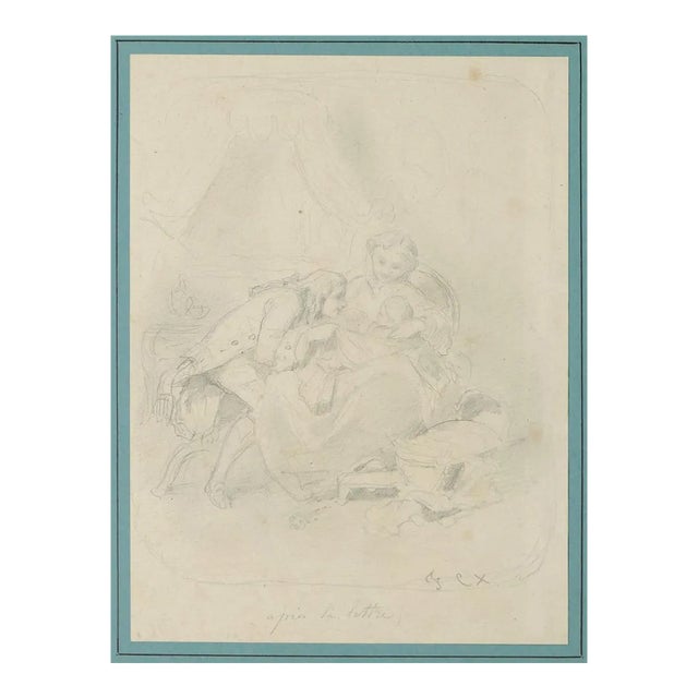 Unknown, Family Portrait, Pencil, Early 19th Century For Sale