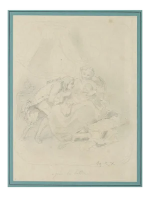 Unknown, Family Portrait, Pencil, Early 19th Century