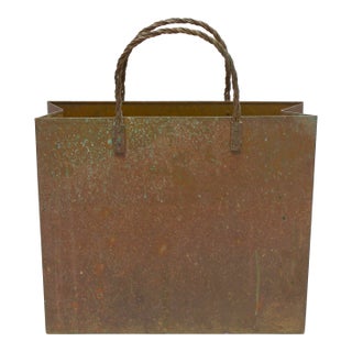 Mid Century Modern Brass Tote Bag Magazine Rack For Sale