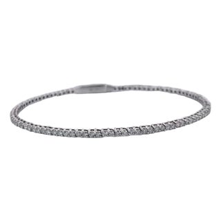 Gorgeous 1.55 Carat 14k White Gold Natural Diamonds Tennis Bracelet For Sale