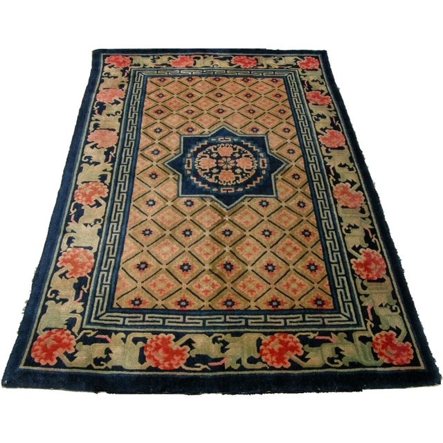 19th Century 1900s Antique Chinese Small Rug - 7'2'' X 4'5'' For Sale - Image 5 of 9
