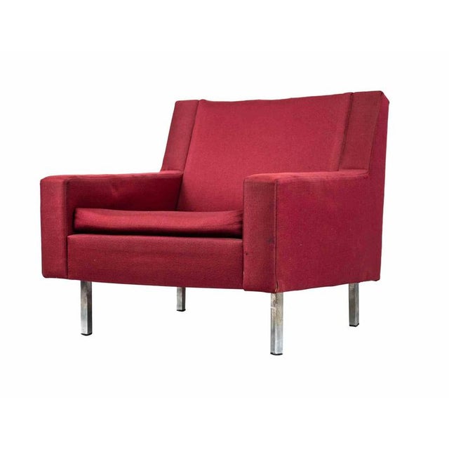 Vintage Italian Red Fabric Florence Lounge Chair from Knoll, 1970s For Sale - Image 3 of 5