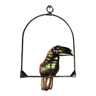 Sergio Bustamante Petite Toucan on Hanging Perch Figure For Sale
