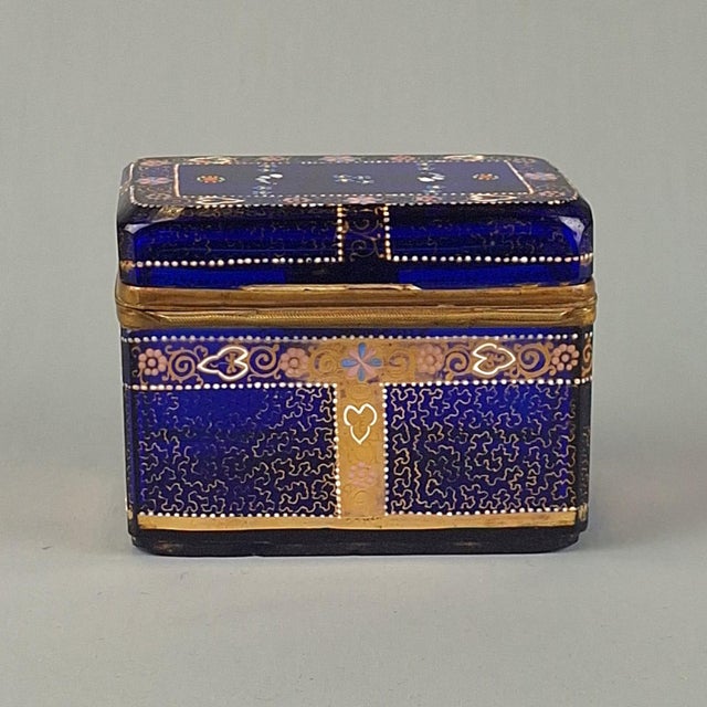Antique Gilt Enamelled Glass Box, 1800s For Sale - Image 6 of 7