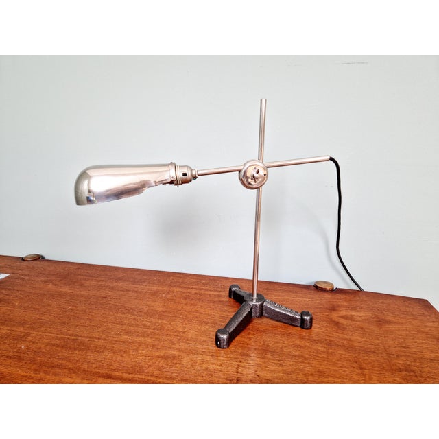 Articulated Work Lamp in Chromed Metal and Cast Iron by C.F. Palmer & Co, 1920 For Sale - Image 11 of 18