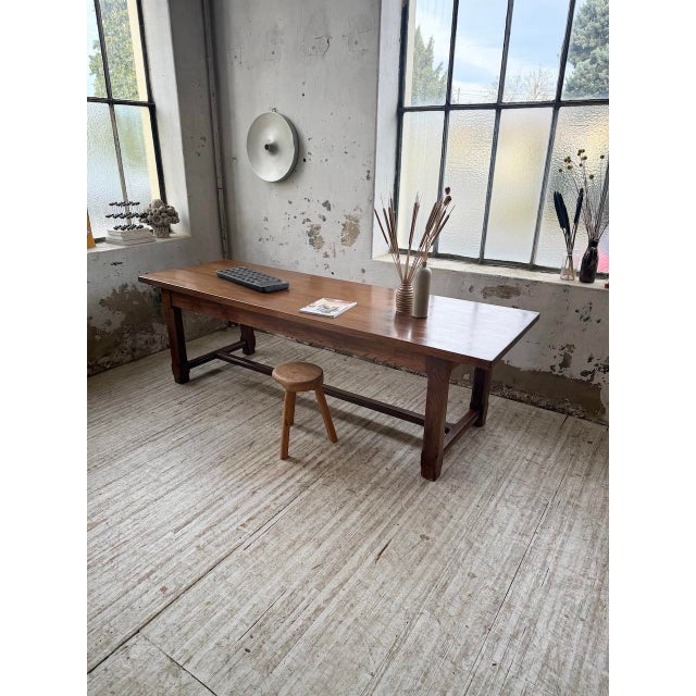 Brown Oak Farmhouse Table, 1950s For Sale - Image 8 of 18