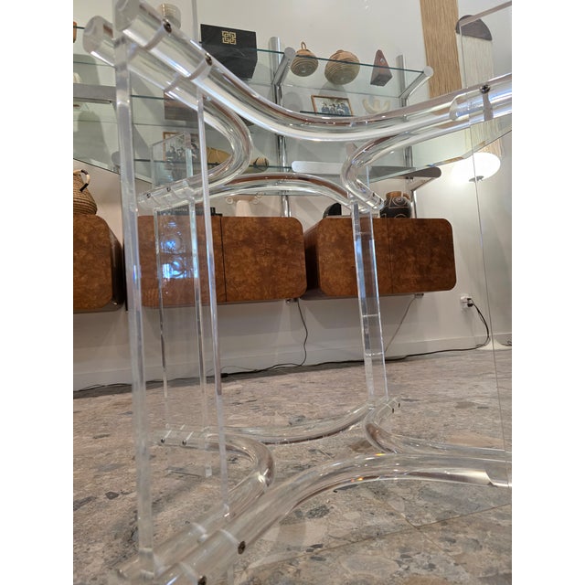 1970s Attributed to Charles Hollis Jones Lucite Dining Table For Sale - Image 9 of 18