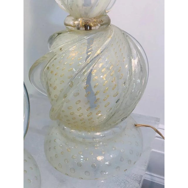 Murano Lamps With Gold Flaked Seguso Handblown Glass - a Pair For Sale - Image 10 of 11