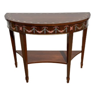 1990s John Widdicomb Adams Style Demilune Table For Sale