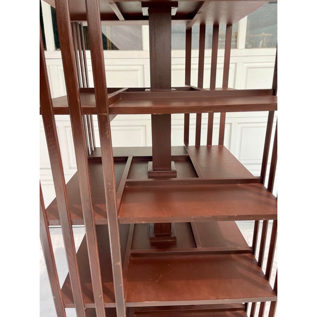 Impressive Revolving 5-Shelf Wood Library Rack Display Etagere | Chairish