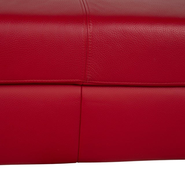 Vintage Leather Stool in Red For Sale - Image 5 of 10