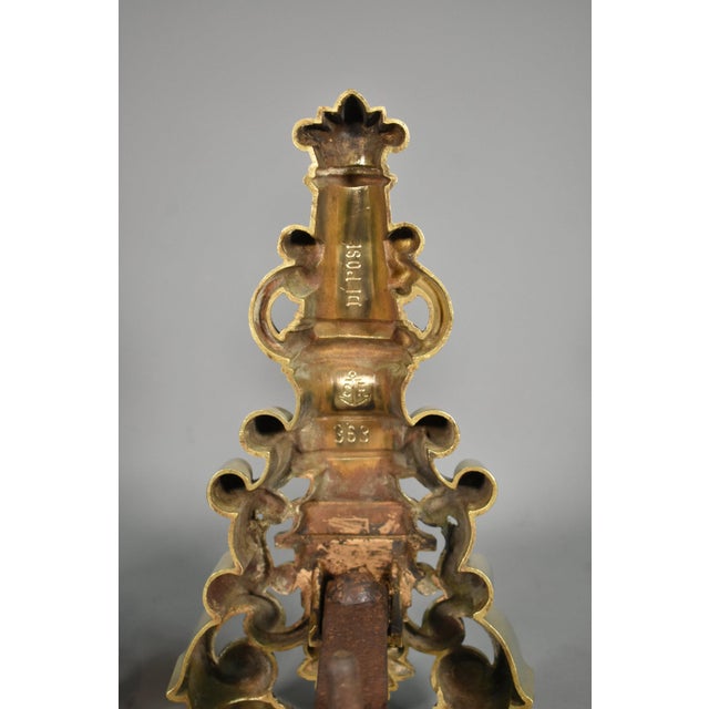 Early 20th-Century French Brass Fire Dogs, 1890s, Set of 2 For Sale - Image 14 of 16