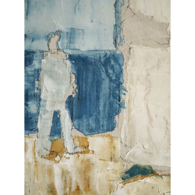 1976 Modernist 'Seaside Stroll' Vintage Mini Swedish Original Figurative Oil Painting, Framed For Sale - Image 10 of 12