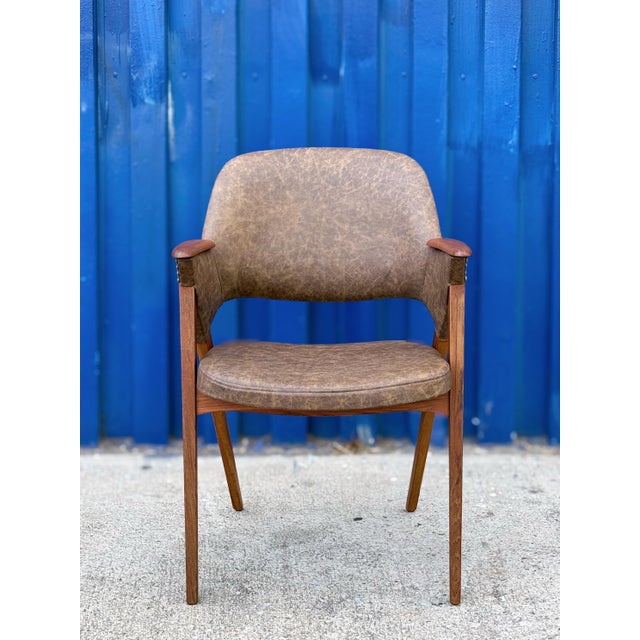 1960s Danish Modern Teak Armchair in Leather For Sale - Image 10 of 10