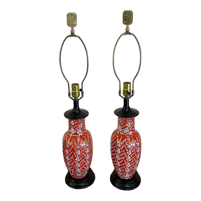 Vintage Oriental Ginger Jar Style Lamps - Pair For Sale