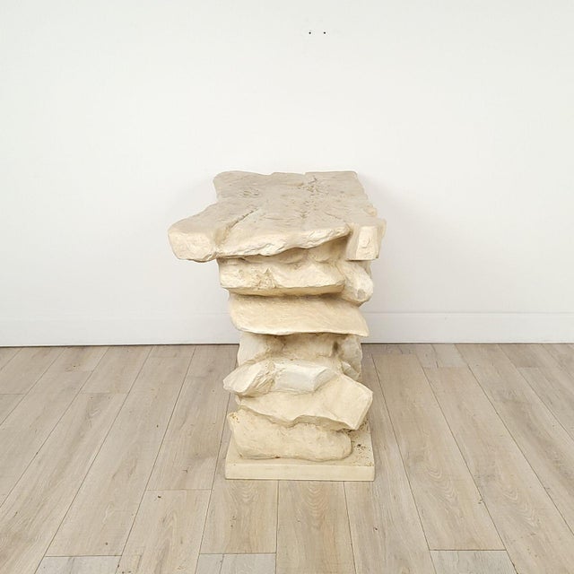 Contemporary Faux Stacked Stone Console by Sirmos, Circa 1970 For Sale - Image 3 of 7