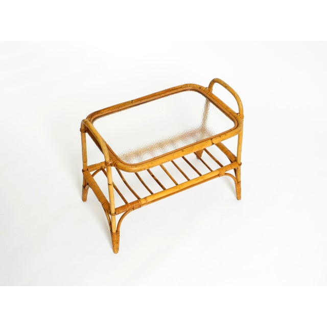 Italian Bamboo Side Table with Iced Glass Top, 1960s For Sale - Image 6 of 18
