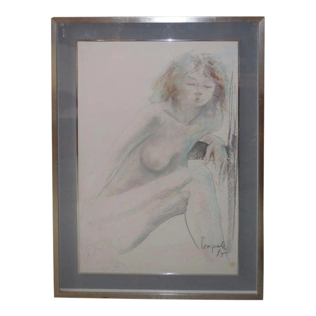 Original Dario Campanile Female Nude Drawing C.1995 For Sale
