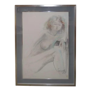 Original Dario Campanile Female Nude Drawing C.1995
