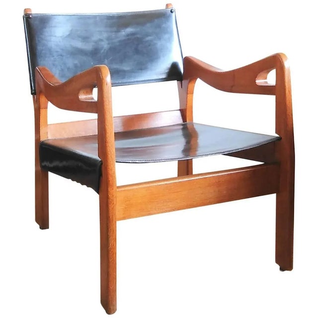 1960s French Solid Oak Armchair by Guillerme & Chambron For Sale - Image 9 of 9