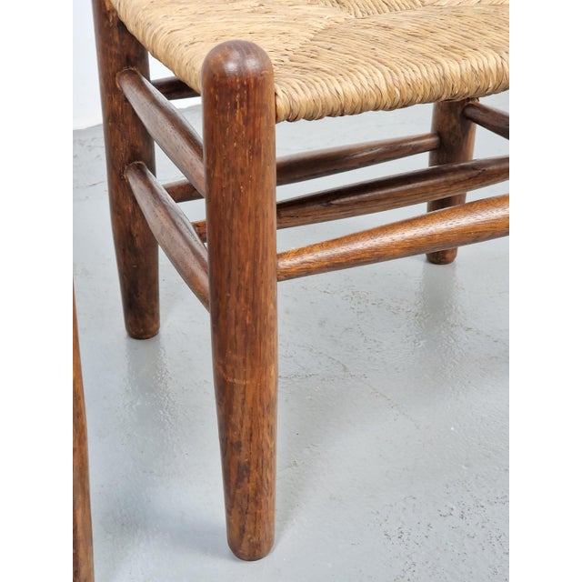 Set of Brutalist Wood and Wicker Chairs in the style of Charlotte Perriand, 1960s, Set of 2 For Sale - Image 11 of 16