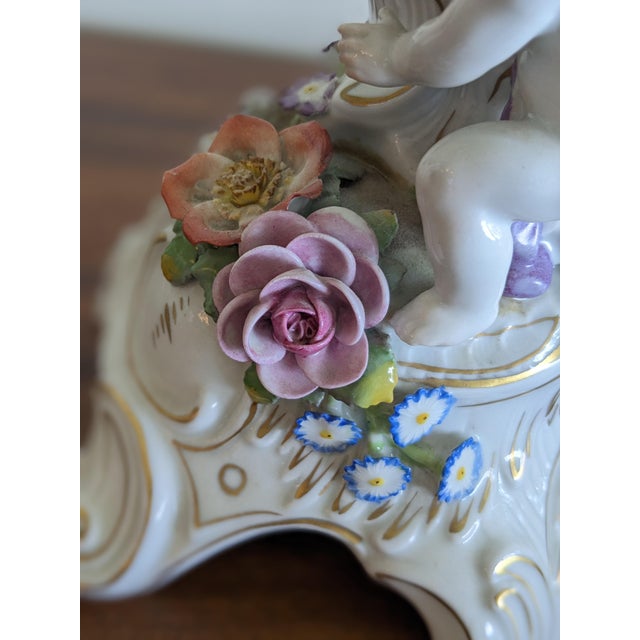 Romantic! Pair of Vintage Von Schierholz Porcelain Candelabra Cherub Putti Candelabra, Germany For Sale - Image 9 of 12