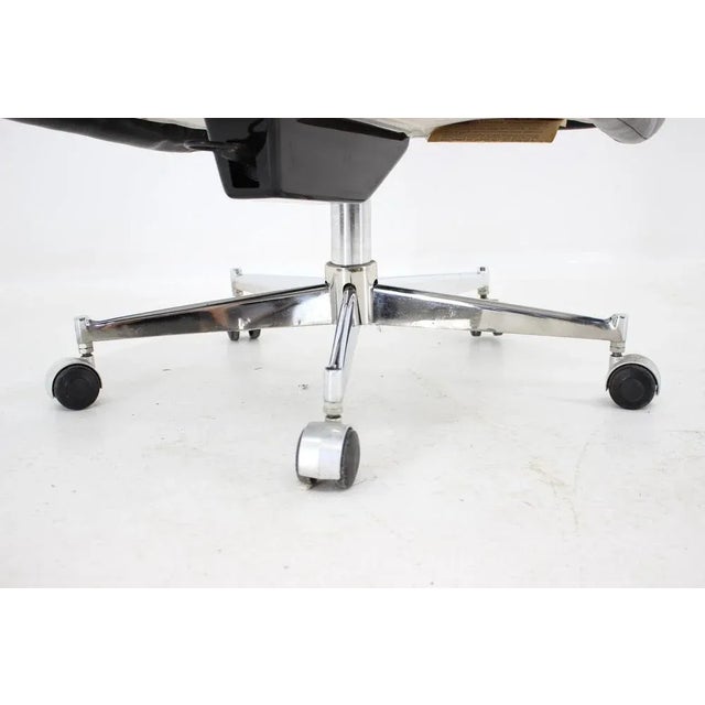 Scandinavian Style Leather Office Swivel Armchair, 1970s For Sale - Image 3 of 7