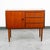 Adorable entry table in solid teak and teak veneer. We restored the top surfaces and edges and the piece is ready for us....