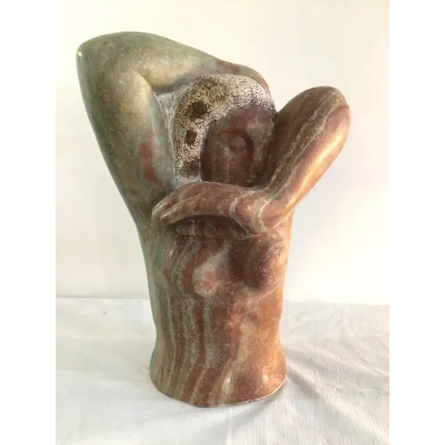 Figurative 1960s Marble Sculpture of a Woman with Oversized Hands For Sale - Image 3 of 11