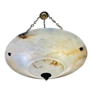 Large French Directoire Style Alabaster Chandelier Pendant Light For Sale