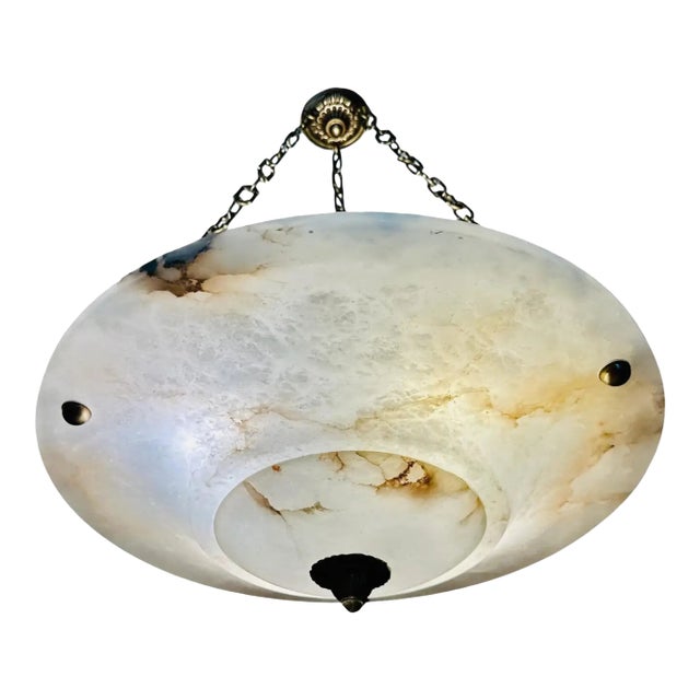Large French Directoire Style Alabaster Chandelier Pendant Light For Sale