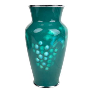 A Japanese Meiji. Silver Mounted Green Enamel Vase Signed by the Artist