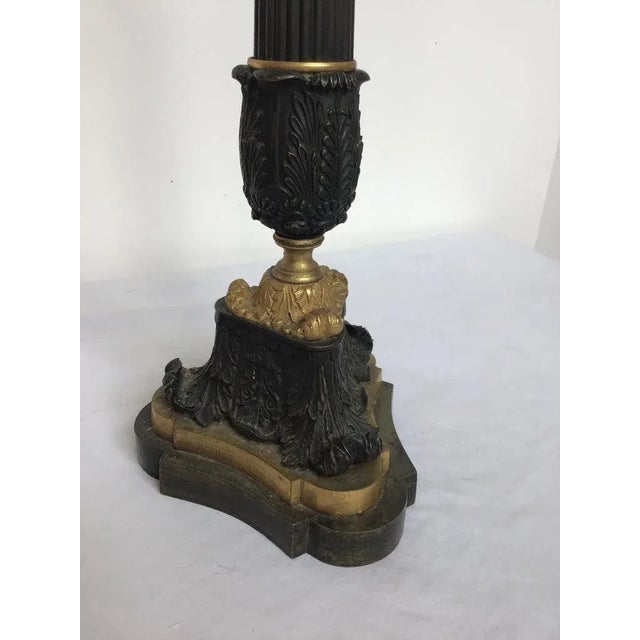 Late 19th Century 1880s French Empire Gilt Bronze Candlestick Lamp For Sale - Image 5 of 10
